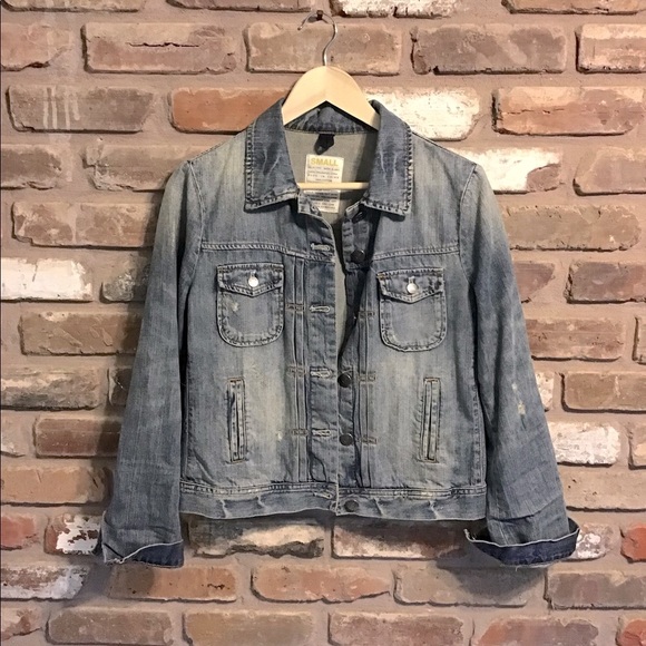 J.CREW Distressed Oversized Denim Light Wash Jean Jacket S